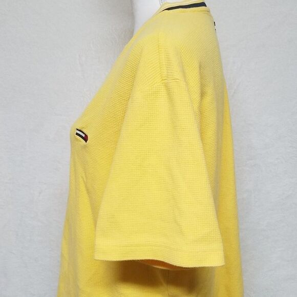 VINTAGE Tommy Hilfiger Yellow V-neck Thermal Tee - Picture 10 of 13